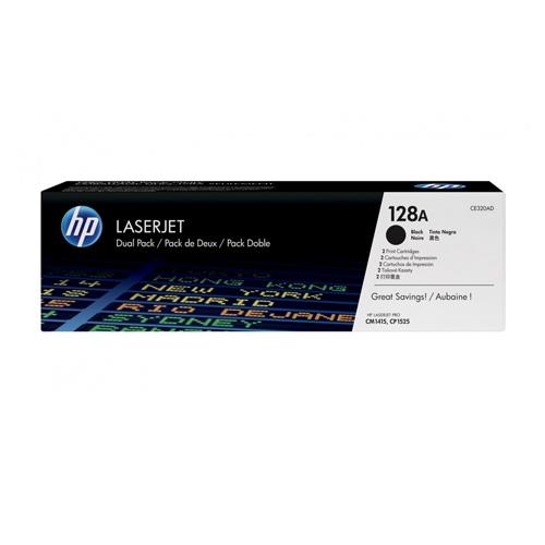 HP 128A CE320AD Twin Pack Black LaserJet Toner Cartridge price in hyderabad, telangana, nellore, vizag, bangalore