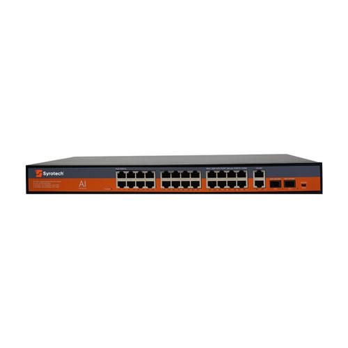 Syrotech SY 2400P 2T 2S AI 24 Port PoE Switch price in hyderabad, telangana, nellore, vizag, bangalore